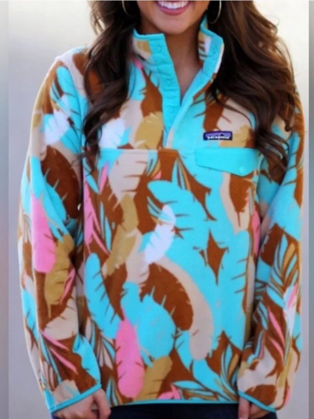 PATAGONIA Synchilla Women’s (SM) Small Snap-T “Feather Dance” Fleece Pullover